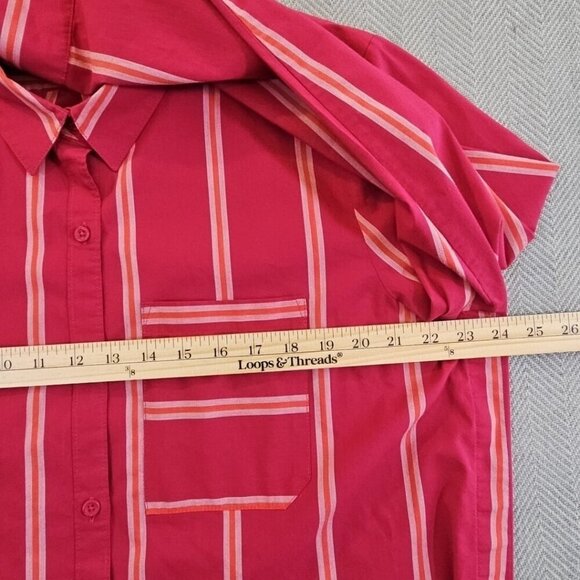 Eddie Bauer Long Sleeve Blouse Women's T2XL Fuchsia Striped Button Down EUC LN - Picture 11 of 16